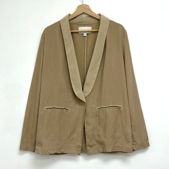 Brochu Walker Tencel-Linen Blend Lightweight Single Button Blazer Silk Trim Med - Picture 11 of 11